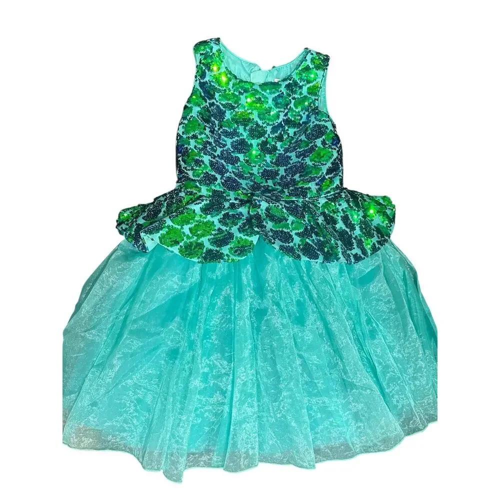 Disney Parks Store Ariel Sequin Costume Dress Girls The Little Mermaid Sz 7-8